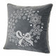 Rola Square Throw Pillow | Snowflake Wreath Embroidery | Gray Velvet 20"