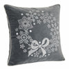 Rola Square Throw Pillow | Snowflake Wreath Embroidery | Gray Velvet 20"