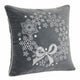Rola Square Throw Pillow | Snowflake Wreath Embroidery | Gray Velvet 20"