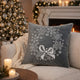 Rola Square Throw Pillow | Snowflake Wreath Embroidery | Gray Velvet 20"
