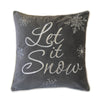 Rola Square Throw Pillow | Let It Snow Embroidery | Gray Cotton 20"