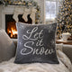 Rola Square Throw Pillow | Let It Snow Embroidery | Gray Cotton 20"