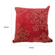 Rola Square Throw Pillow | Gold Snowflake Embroidery | Red Velvet 20"
