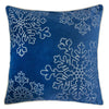 Rola Square Throw Pillow | Silver Snowflake Embroidery | Blue Velvet 20"