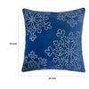 Rola Square Throw Pillow | Silver Snowflake Embroidery | Blue Velvet 20"