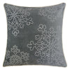 Rola Square Throw Pillow | Silver Snowflake Embroidery | Gray Velvet 20"