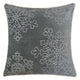 Rola Square Throw Pillow | Silver Snowflake Embroidery | Gray Velvet 20"