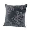 Rola Square Throw Pillow | Silver Snowflake Embroidery | Gray Velvet 20"