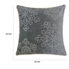 Rola Square Throw Pillow | Silver Snowflake Embroidery | Gray Velvet 20"