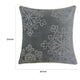 Rola Square Throw Pillow | Silver Snowflake Embroidery | Gray Velvet 20"