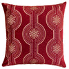 Rola Square Throw Pillow | Geometric Snowflake Embroidery | Red Velvet 20"