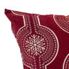 Rola Square Throw Pillow | Geometric Snowflake Embroidery | Red Velvet 20"
