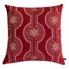 Rola Square Throw Pillow | Geometric Snowflake Embroidery | Red Velvet 20"