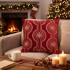 Rola Square Throw Pillow | Geometric Snowflake Embroidery | Red Velvet 20"