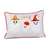 Vobo Lumbar Pillow | Ghost | Pumpkin | & Boo Embroidery | Ivory Velvet 14x20