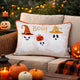 Vobo Lumbar Pillow | Ghost | Pumpkin | & Boo Embroidery | Ivory Velvet 14x20