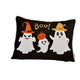 Vobo Lumbar Pillow | Ghost | Pumpkin | & Boo Embroidery | Black Velvet 14x20
