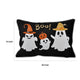Vobo Lumbar Pillow | Ghost | Pumpkin | & Boo Embroidery | Black Velvet 14x20