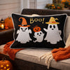 Vobo Lumbar Pillow | Ghost | Pumpkin | & Boo Embroidery | Black Velvet 14x20