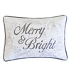 Lumbar Pillow | Merry & Bright Script | Embroidered White Velvet | 14x20