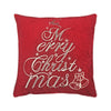 Aure Square Throw Pillow | Merry Christmas Embroidery | Red Velvet 20"