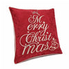 Aure Square Throw Pillow | Merry Christmas Embroidery | Red Velvet 20"