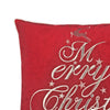 Aure Square Throw Pillow | Merry Christmas Embroidery | Red Velvet 20"