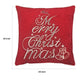 Aure Square Throw Pillow | Merry Christmas Embroidery | Red Velvet 20"