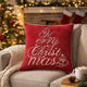 Aure Square Throw Pillow | Merry Christmas Embroidery | Red Velvet 20"
