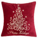 Aure Square Throw Pillow | Happy Holidays Embroidery | Red Velvet 20"
