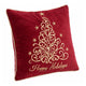 Aure Square Throw Pillow | Happy Holidays Embroidery | Red Velvet 20"