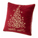 Aure Square Throw Pillow | Happy Holidays Embroidery | Red Velvet 20"