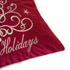 Aure Square Throw Pillow | Happy Holidays Embroidery | Red Velvet 20"