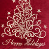 Aure Square Throw Pillow | Happy Holidays Embroidery | Red Velvet 20"