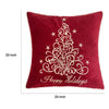 Aure Square Throw Pillow | Happy Holidays Embroidery | Red Velvet 20"