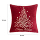 Aure Square Throw Pillow | Happy Holidays Embroidery | Red Velvet 20"
