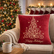 Aure Square Throw Pillow | Happy Holidays Embroidery | Red Velvet 20"