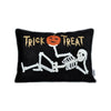 Teya Lumbar Pillow | Skeleton Embroidery | Trick or Treat Black Velvet 14x20