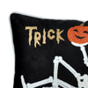 Teya Lumbar Pillow | Skeleton Embroidery | Trick or Treat Black Velvet 14x20