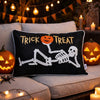 Teya Lumbar Pillow | Skeleton Embroidery | Trick or Treat Black Velvet 14x20