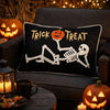 Teya Lumbar Pillow | Skeleton Embroidery | Trick or Treat Black Velvet 14x20