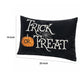 Teya Lumbar Pillow | TRICK OR TREAT Embroidery Pumpkin | Black Velvet 14x20