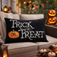 Teya Lumbar Pillow | TRICK OR TREAT Embroidery Pumpkin | Black Velvet 14x20