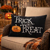 Teya Lumbar Pillow | TRICK OR TREAT Embroidery Pumpkin | Black Velvet 14x20