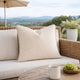 Niva Square Throw Pillow | Linen-Like Ivory | Decorative Stitched trim 24x24