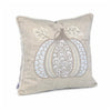 Niva Square Throw Pillow | Lace Embroidered Pumpkin | Linen-Blend Taupe 20"