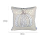 Niva Square Throw Pillow | Lace Embroidered Pumpkin | Linen-Blend Taupe 20"