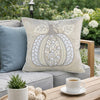 Niva Square Throw Pillow | Lace Embroidered Pumpkin | Linen-Blend Taupe 20"