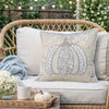 Niva Square Throw Pillow | Lace Embroidered Pumpkin | Linen-Blend Taupe 20"