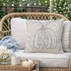 Niva Square Throw Pillow | Lace Embroidered Pumpkin | Linen-Blend Taupe 20"